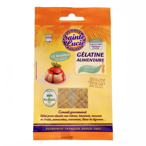 Gélatine alimentaire Sainte Lucie - 12 feuilles