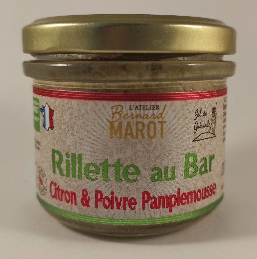 Tartinade de Rillette au bar citron et poivre pamplemousse - 100g
