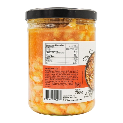  Promo - Cassoulet toulousain au porc - 750g
