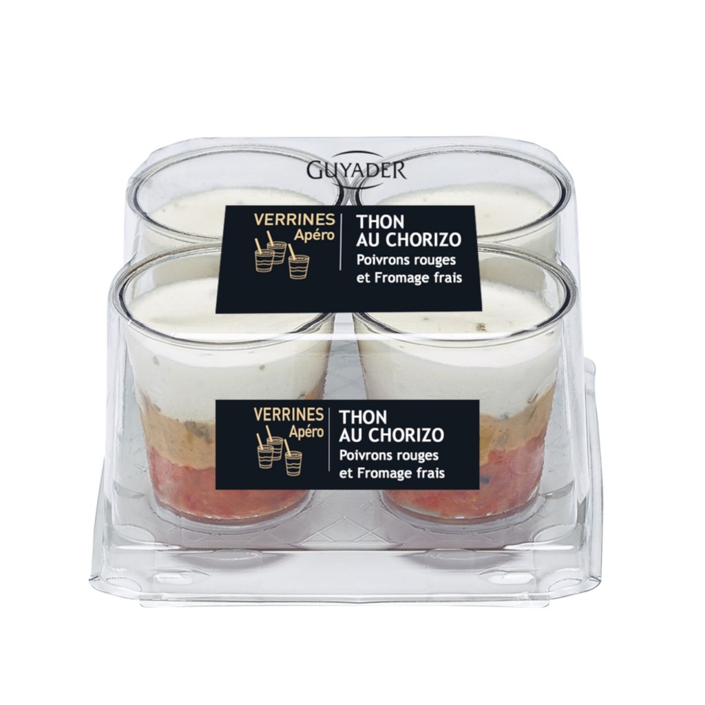 Verrines Thon Chorizo Poivrons et Fromage Frais - 4x40 G