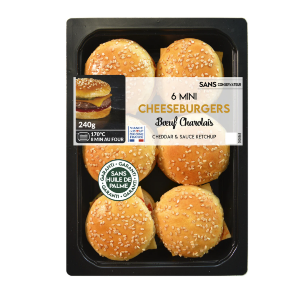 6 Mini cheeseburgers bœuf charolais cheddar - 240G