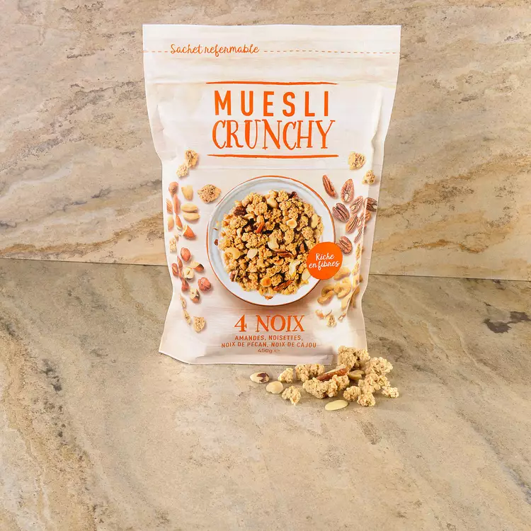 DLUO - Muesli croustillant 4 noix - 450 G