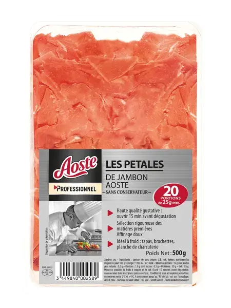 Pétale de jambon   Barquette 500 G (AOSTE)