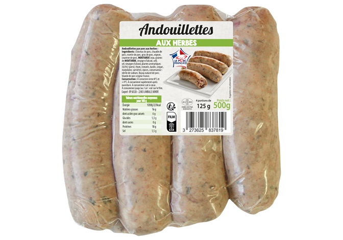 Andouillettes Pur Porc aux herbes - 4 x 125g
