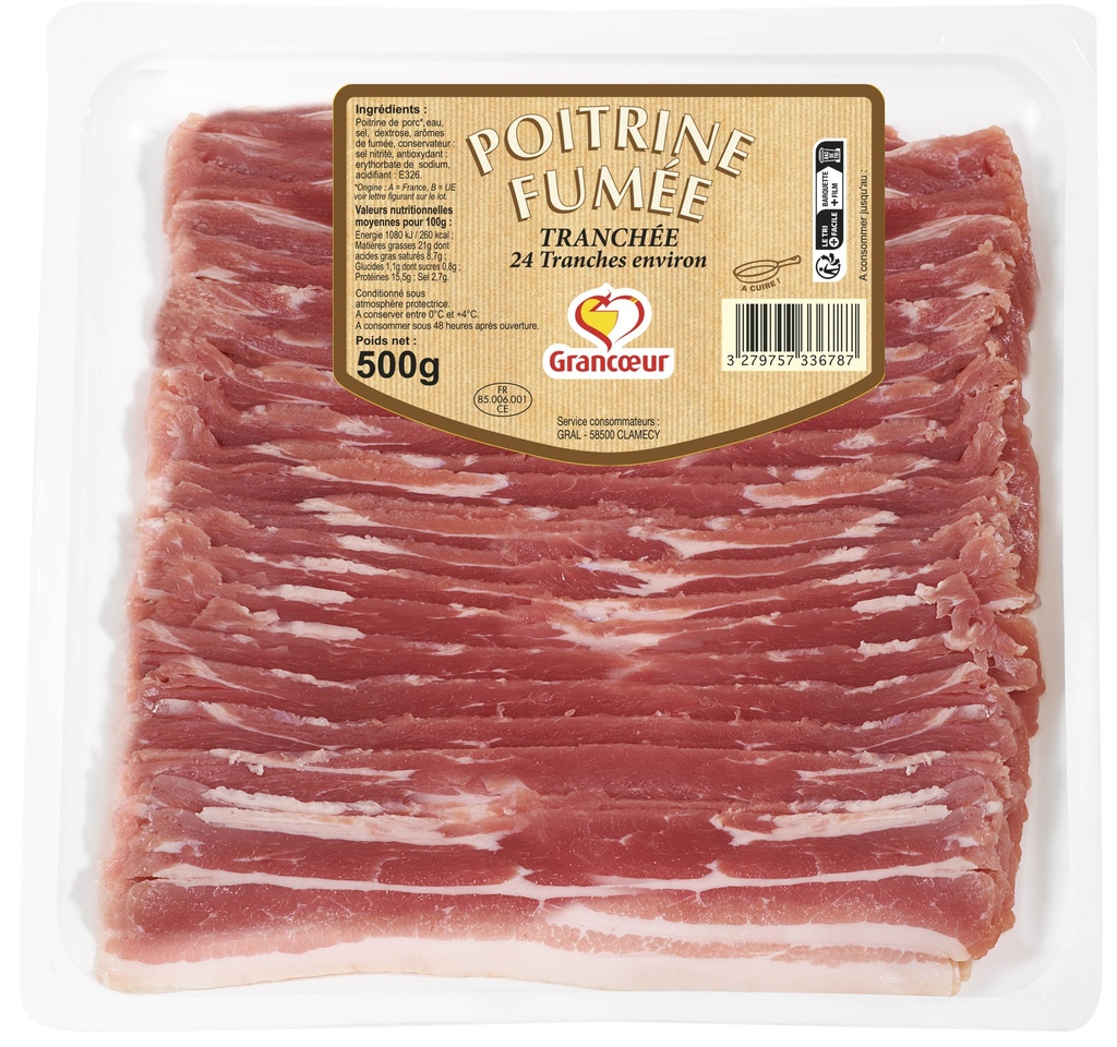 Poitrine fumée tranchée  - 500g