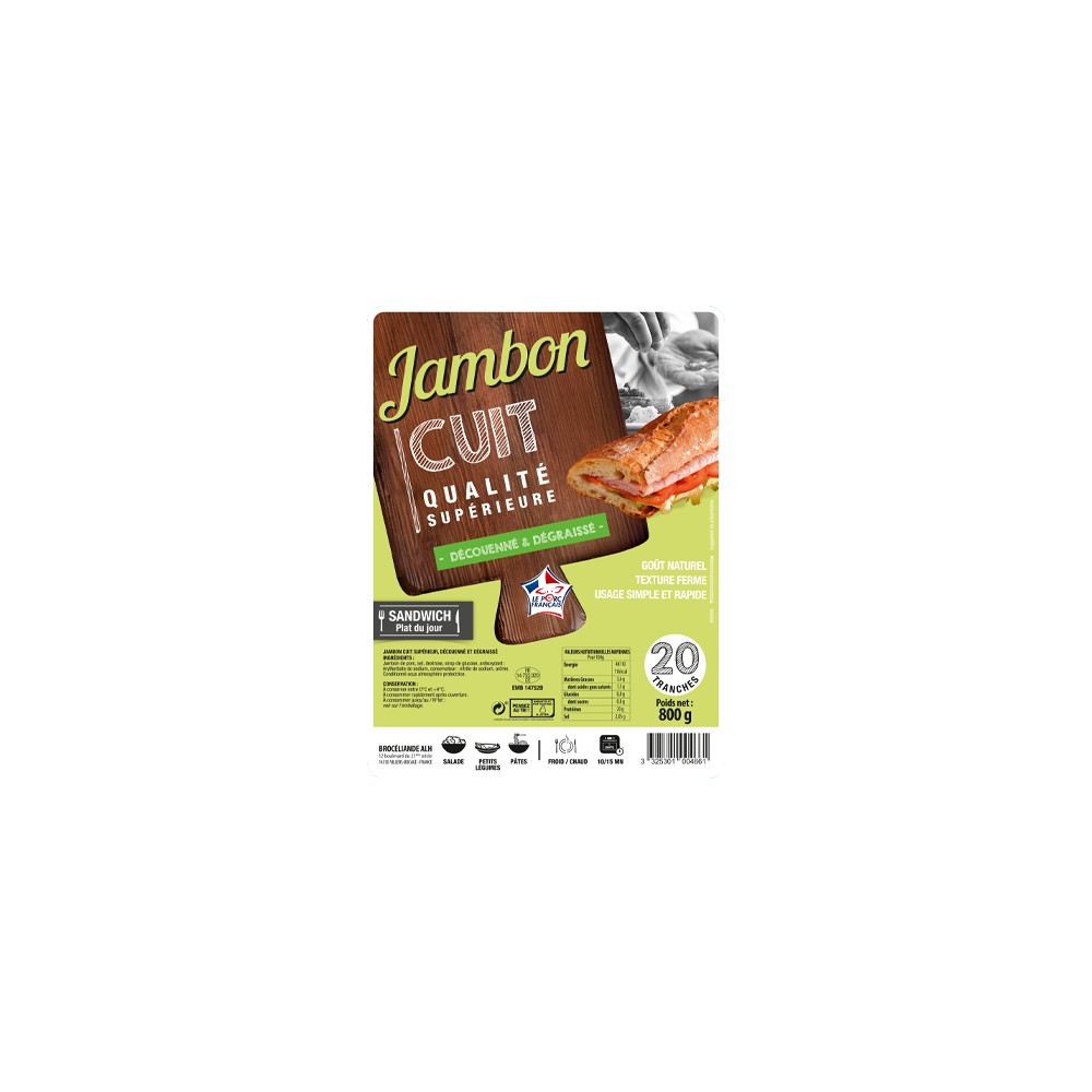Jambon blanc Sup DD VPF - 20 tranches x40g- 800 G
