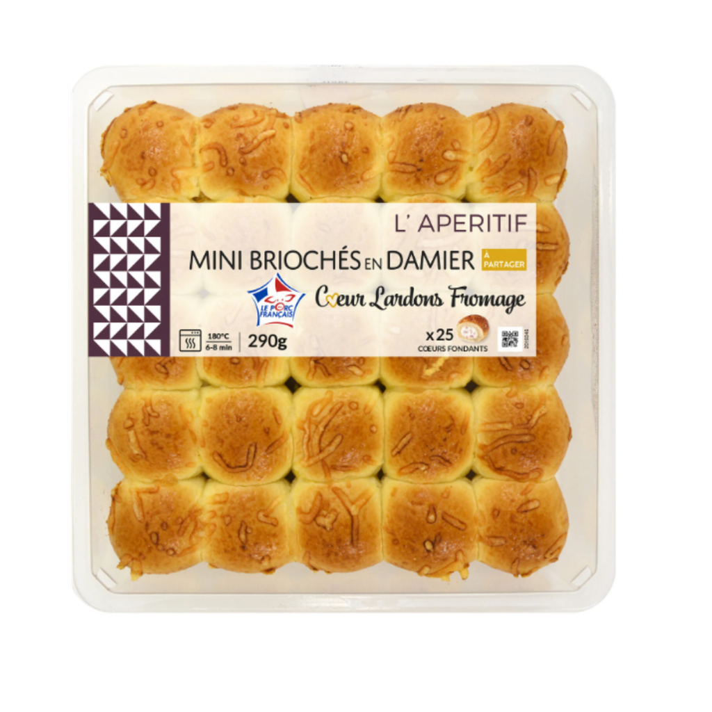 Mini briochés en damier cœur lardons & fromage - 290G