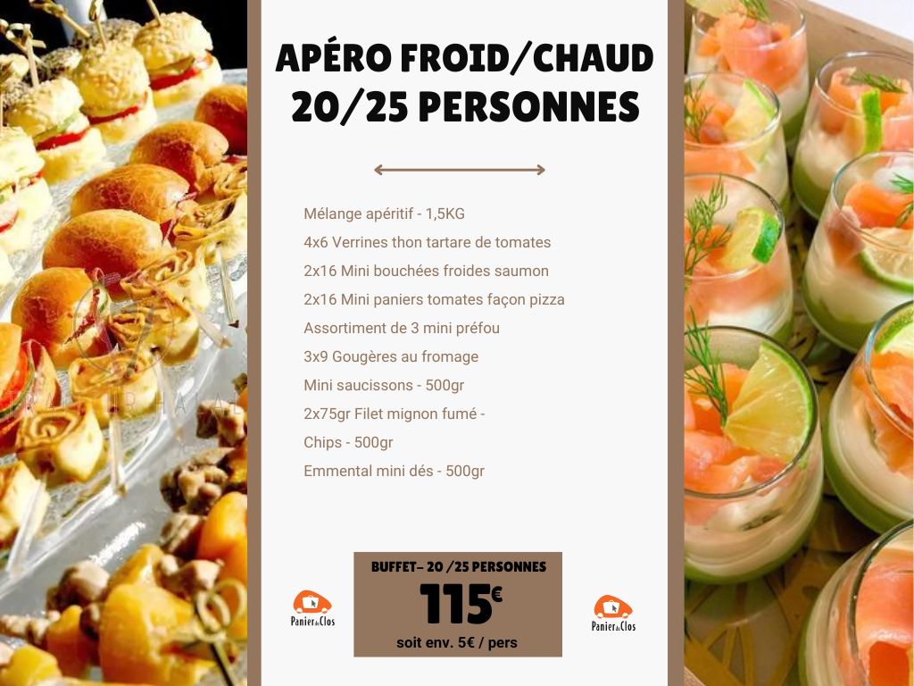 Apéro dinatoire - Chaud et Froid 20 personnes