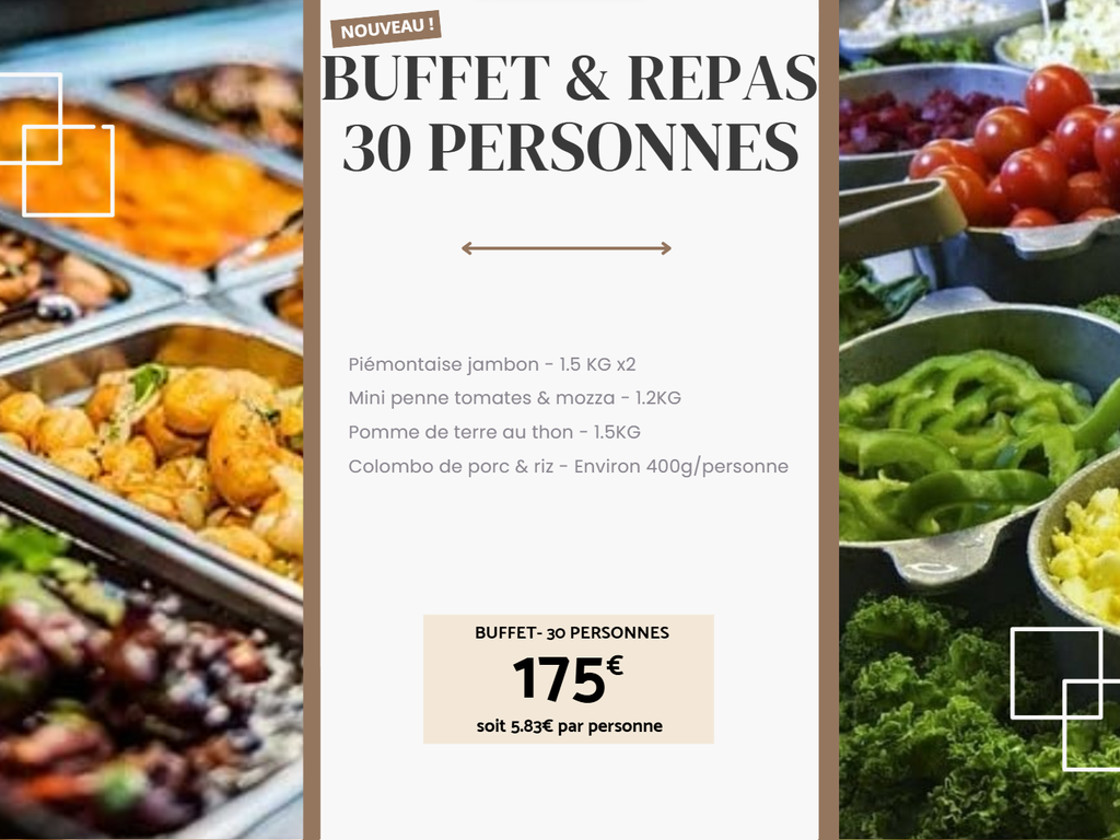 Buffet froid + Repas chaud 30 personnes
