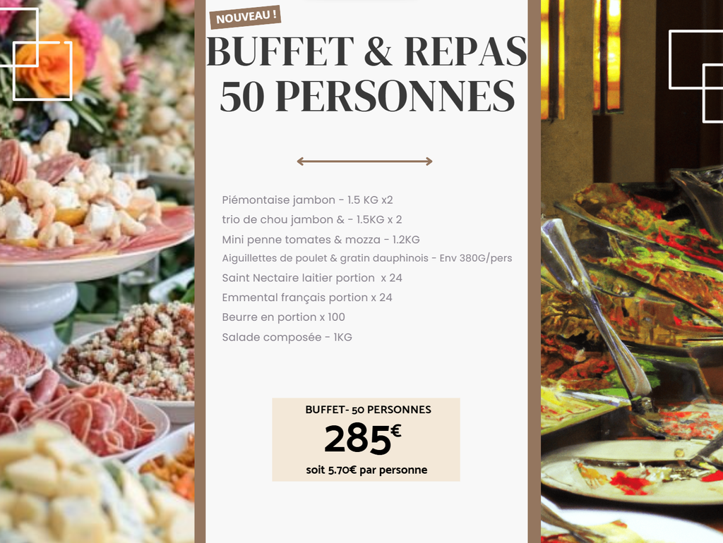 Buffet froid + Repas chaud 50 personnes