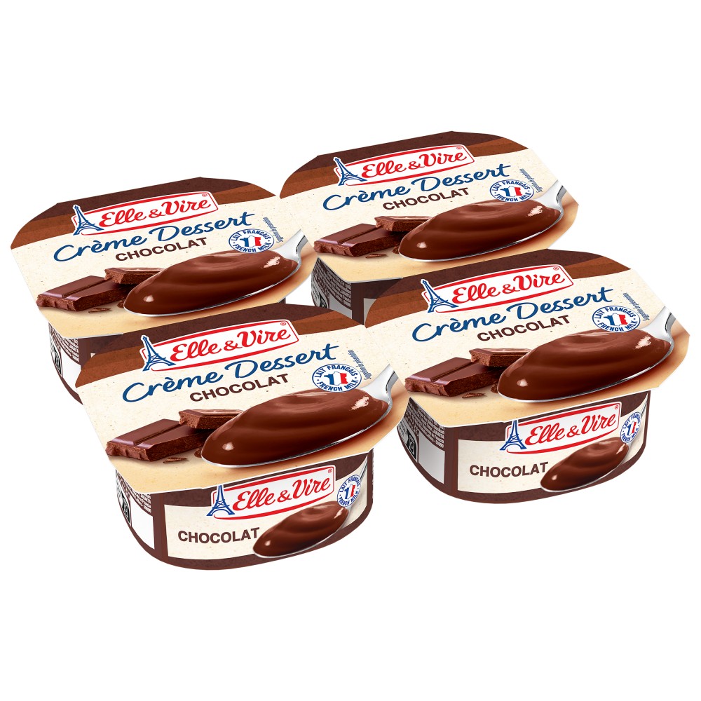 Crème dessert au chocolat  UHT elle&vire (4 x 100gr)