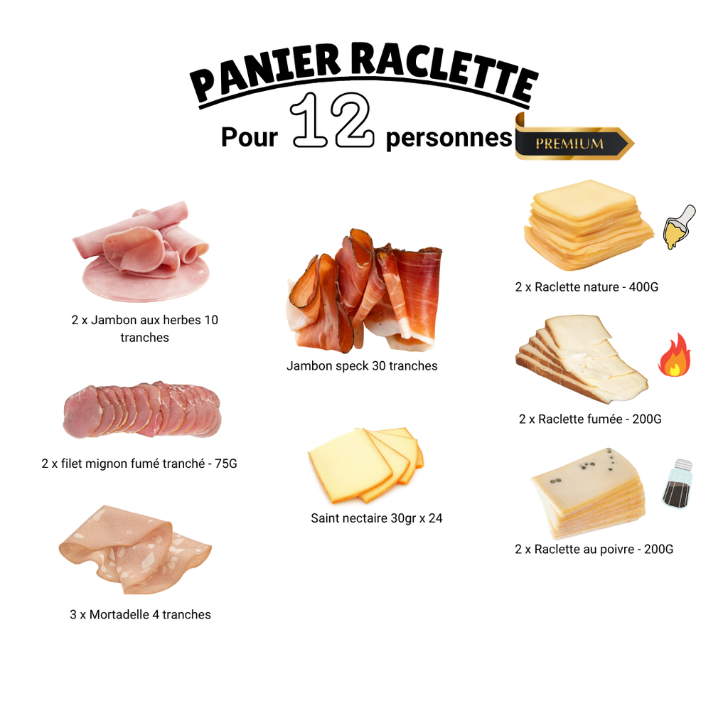 Panier raclette XXL Premium - 12 personnes 