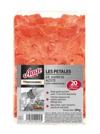 Pétale de jambon   Barquette 500 G (AOSTE)