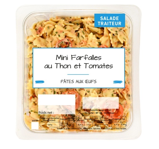 Mini farfalle thon, tomate et sauce ail & fines herbes - 800 gr